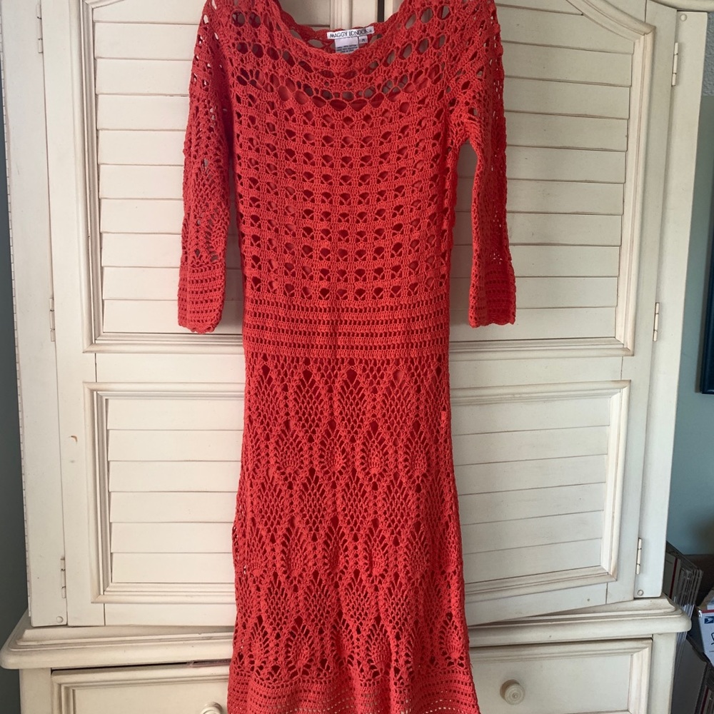 Cotton crochet knit dress with lining size M